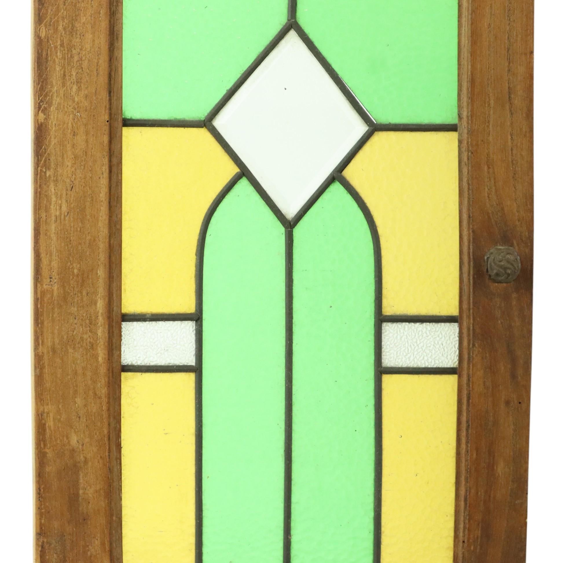 Antique Stained Glass Windows Oak Door Panel Art Deco 3