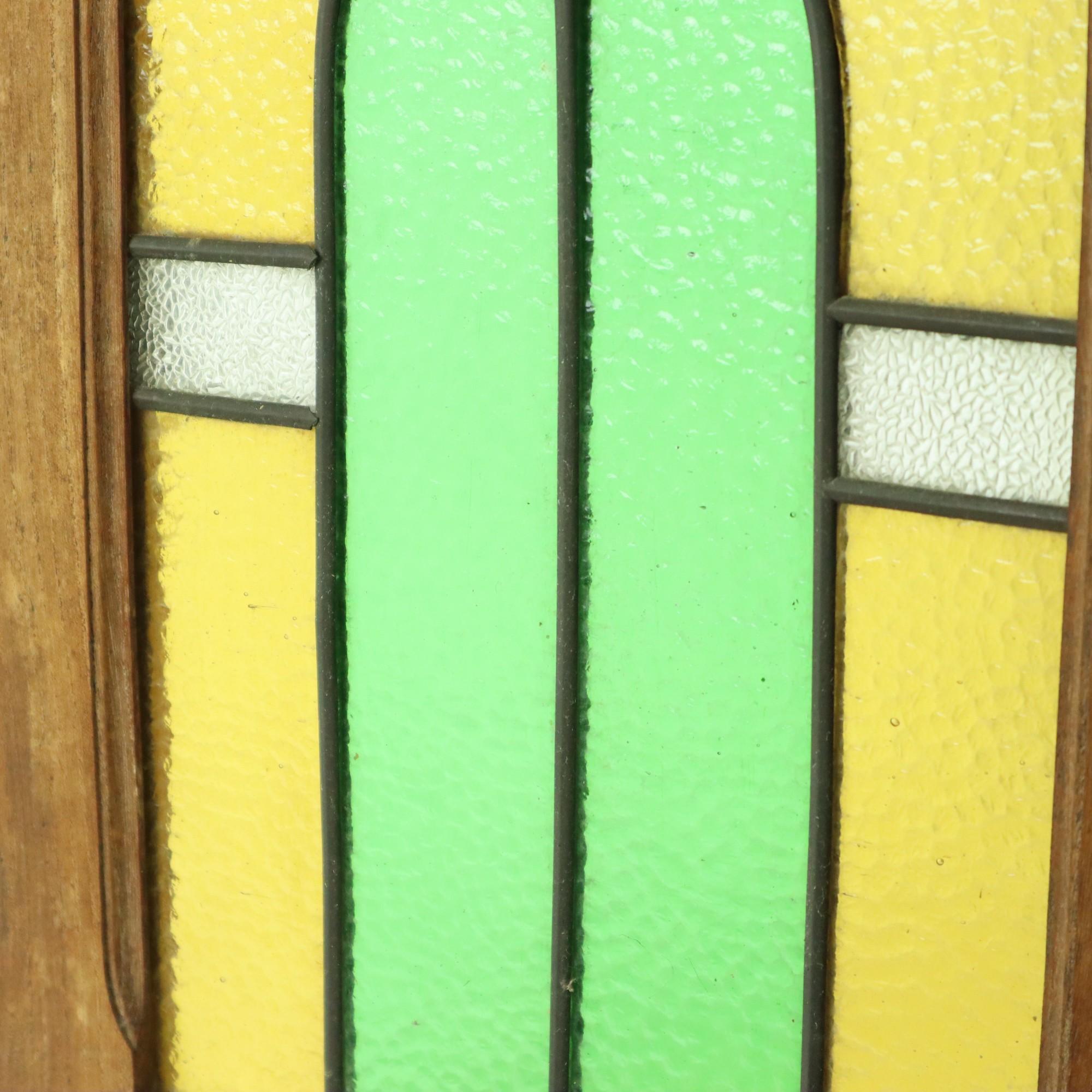 Antique Stained Glass Windows Oak Door Panel Art Deco 4