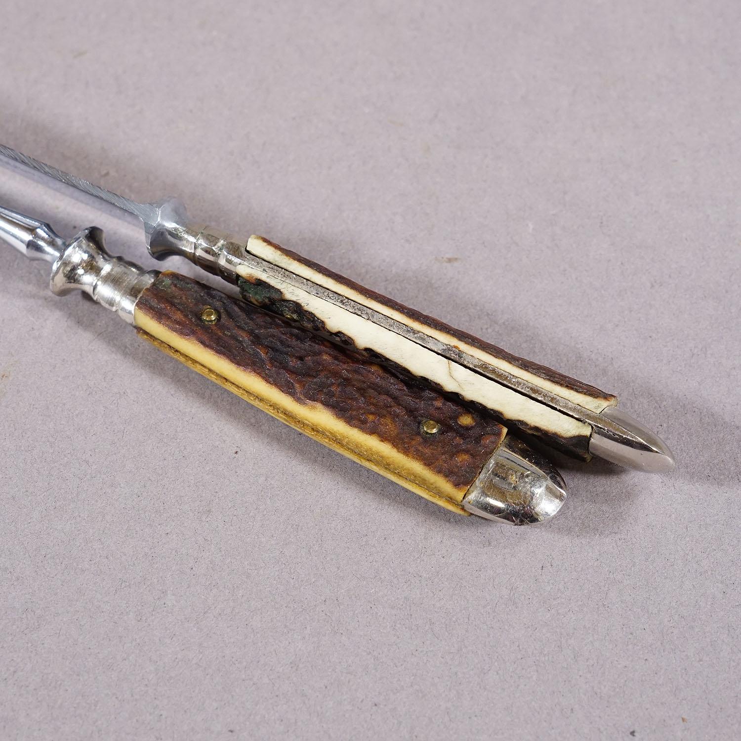 Vajilla Antigua de Acero Inoxidable y Cuerno 12 Piezas, Alemania Años 30 Metal en venta