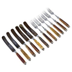 Used Stainless Steel and Horn 12 Pieces Tableware Set, Germany 1930s