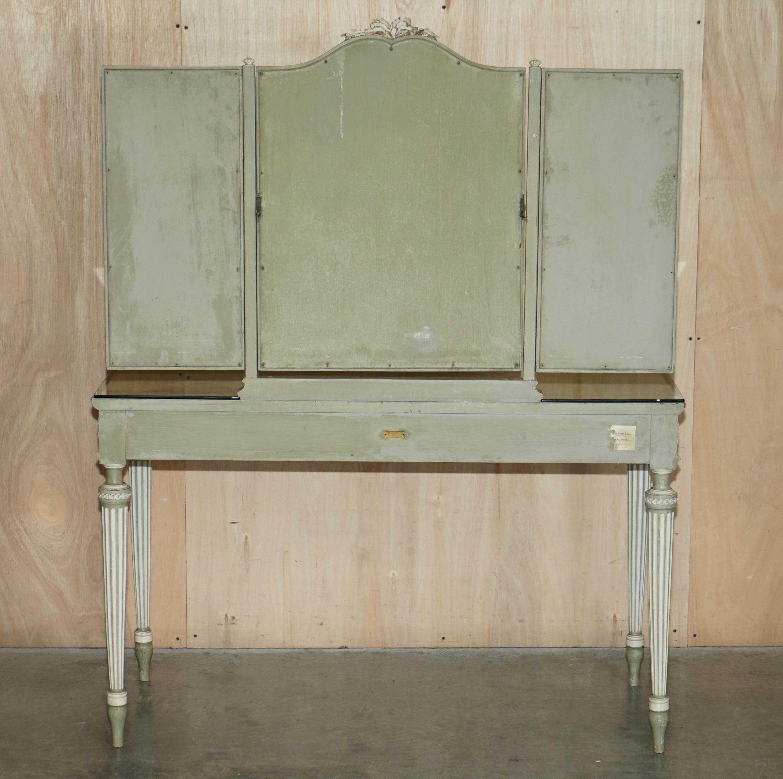 Antique Stamped Mellier & Co Anglo French Shabby Chic Dressing Table Part Set For Sale 8