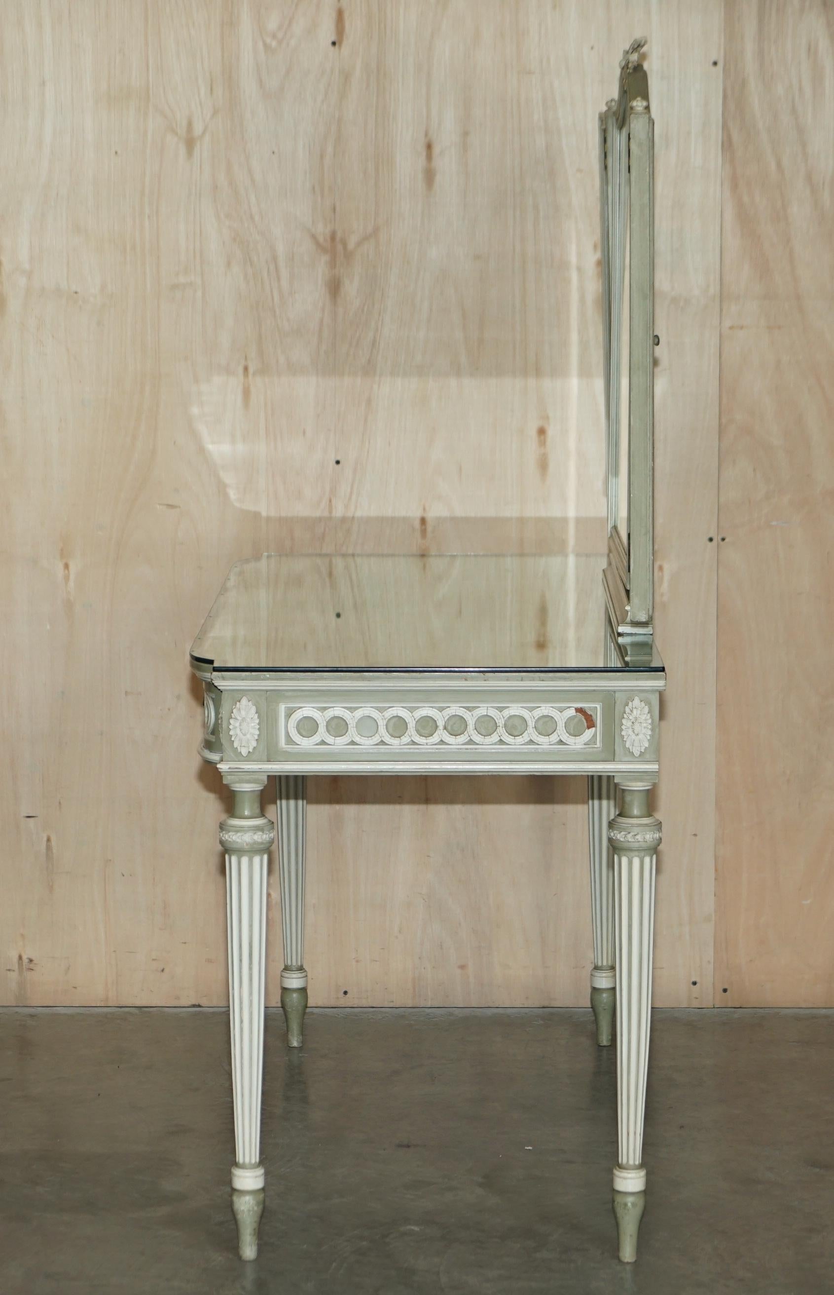 Antique Stamped Mellier & Co Anglo French Shabby Chic Dressing Table Part Set For Sale 10