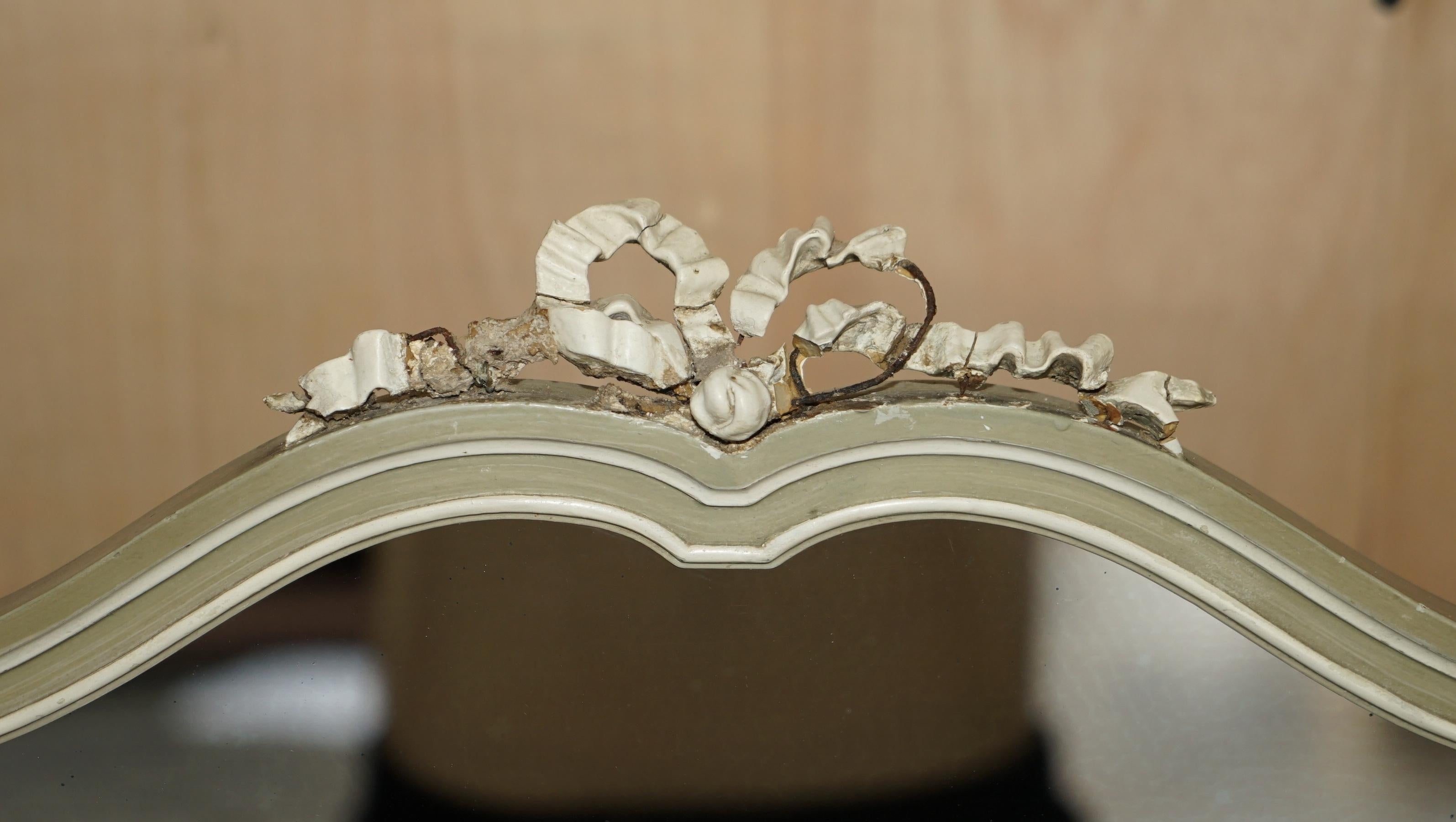 Antique Stamped Mellier & Co Anglo French Shabby Chic Dressing Table Part Set For Sale 15