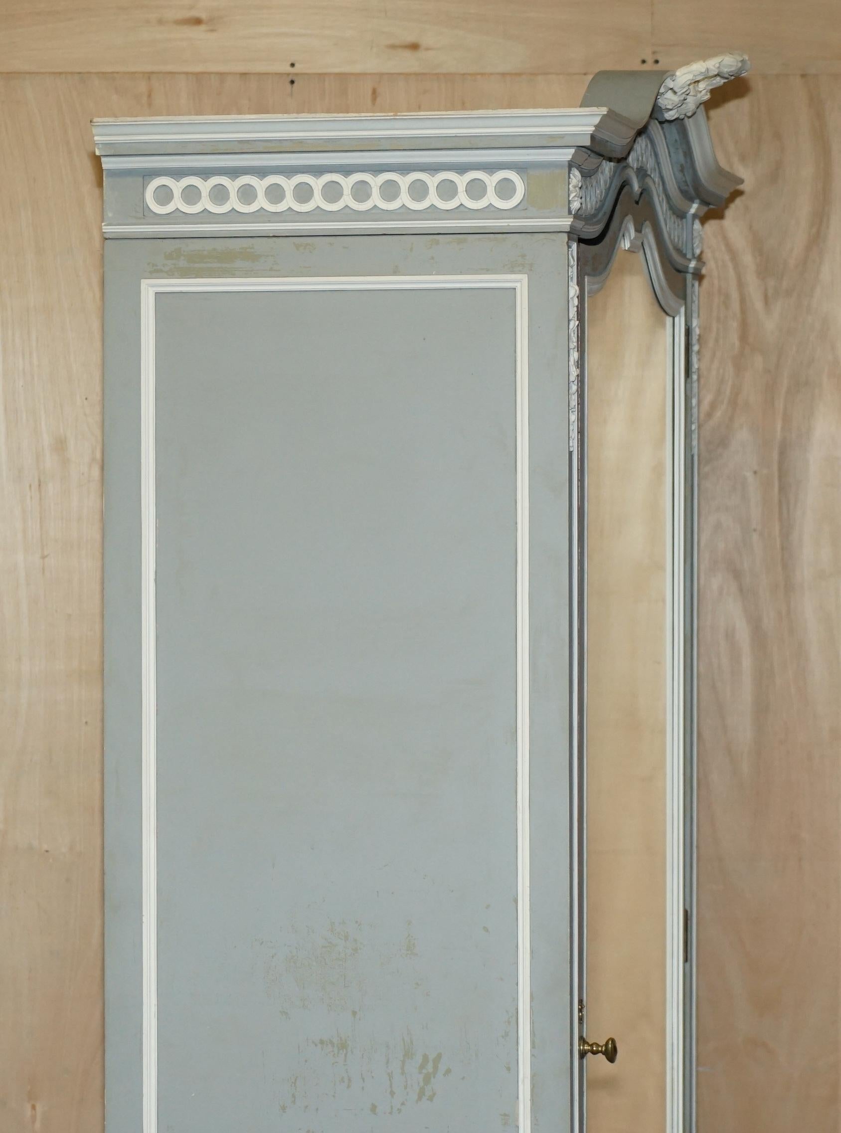 19th Century Antique Stamped Mellier & Co Anglo French Shabby Chic Wardrobe Mirrored Door For Sale