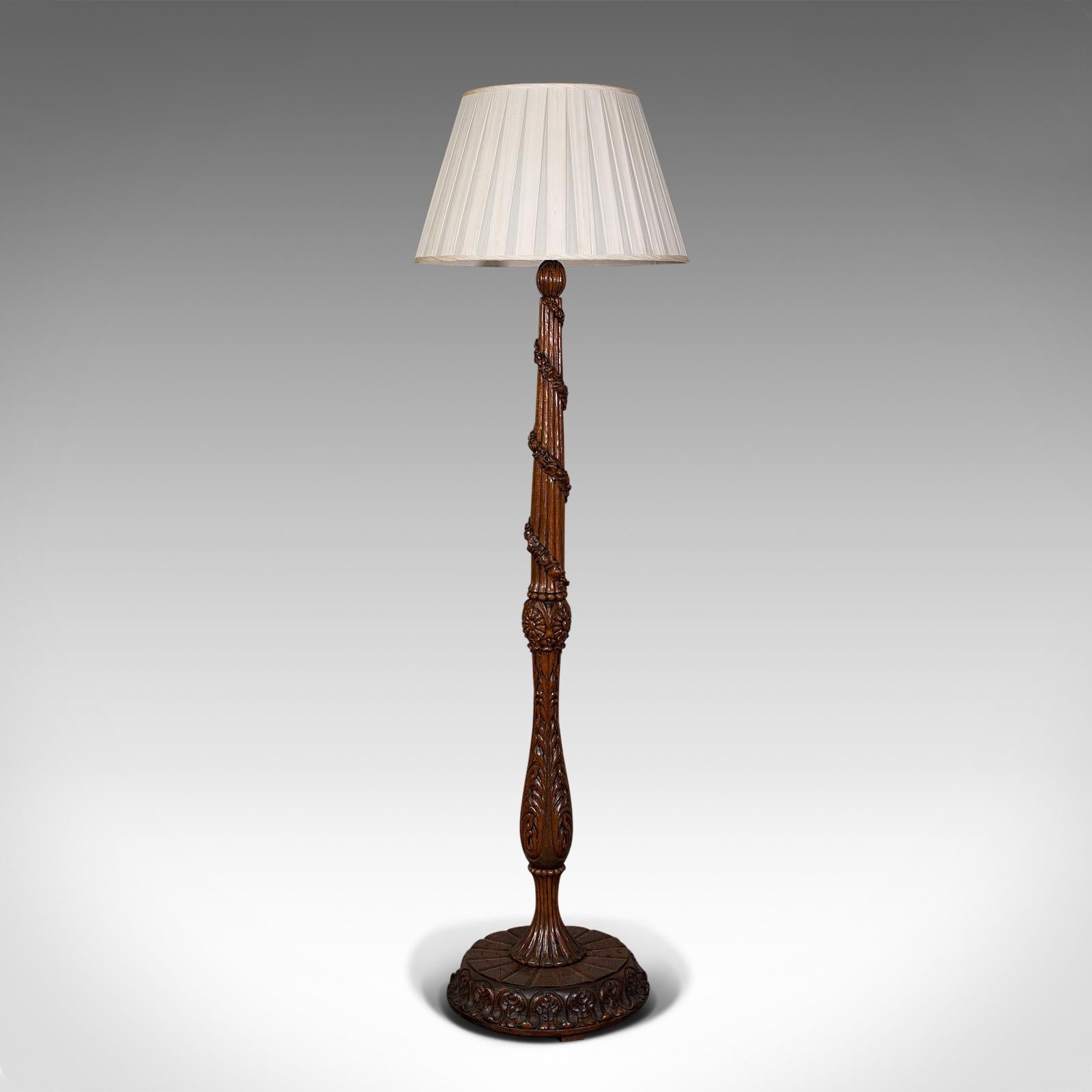 antique oak standard lamp