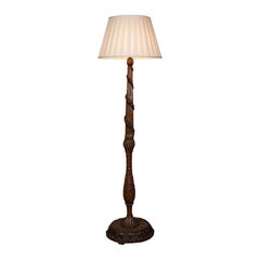 Used Standard Lamp, Black Forest, Continental, Oak, Lounge, Light, Edwardian