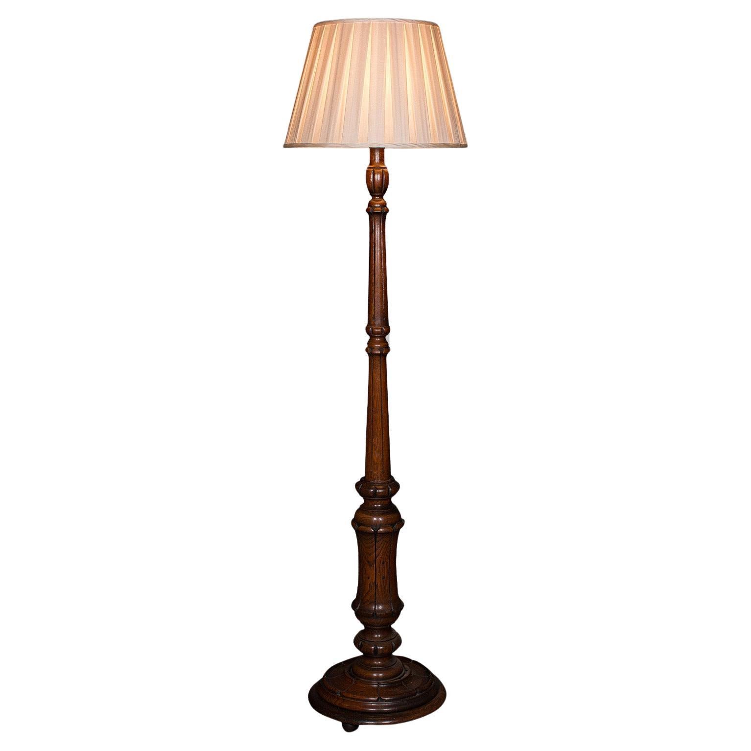 Antique Standard Lamp, Scottish, Oak, Reading Light, Library, Lounge, Victorian For Sale