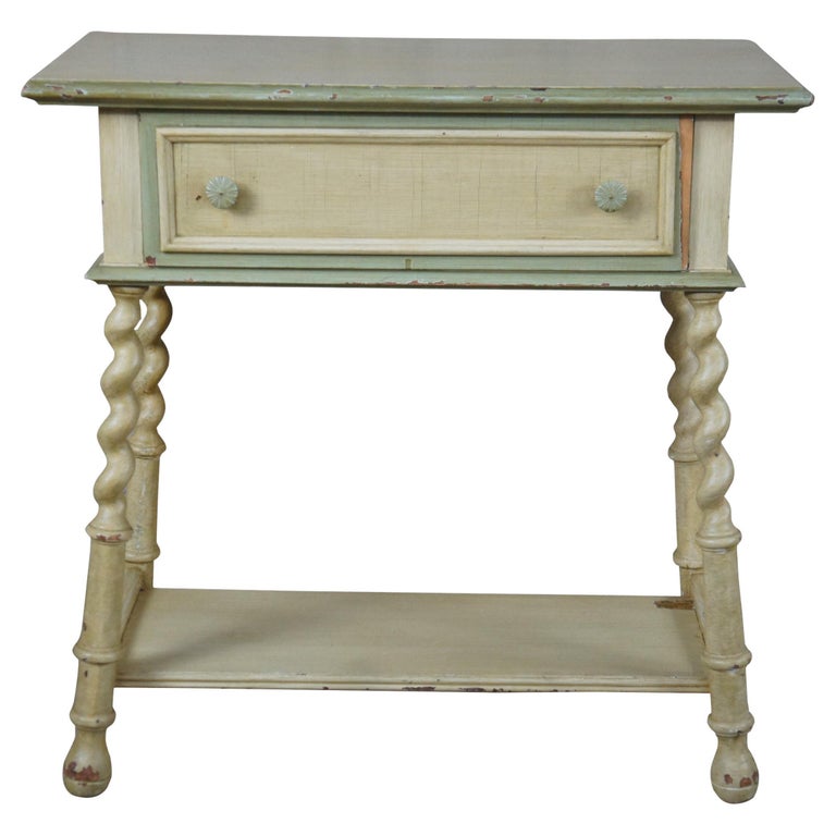 Antique Standardized Furniture Painted Barley Twist Nighstand End Table ...