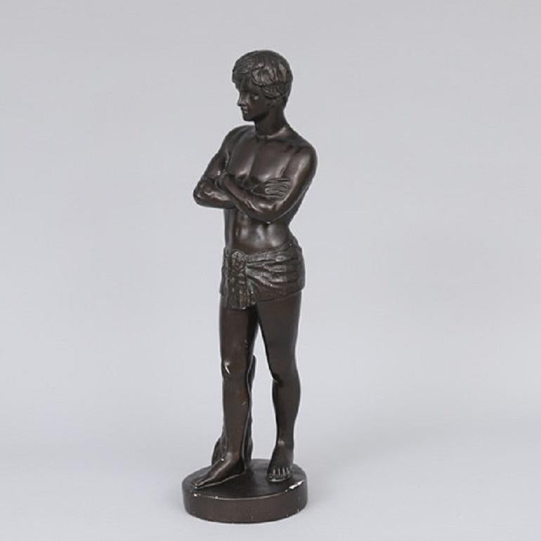 Varnished Human Sculpture Home Décor Busts Antique Standing Male Figure, HanChristian Brix For Sale