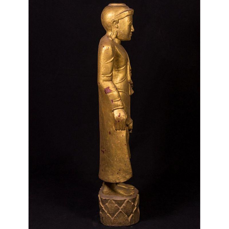 Antique Standing Mandalay Buddha Statue from Burma In Good Condition For Sale In DEVENTER, NL