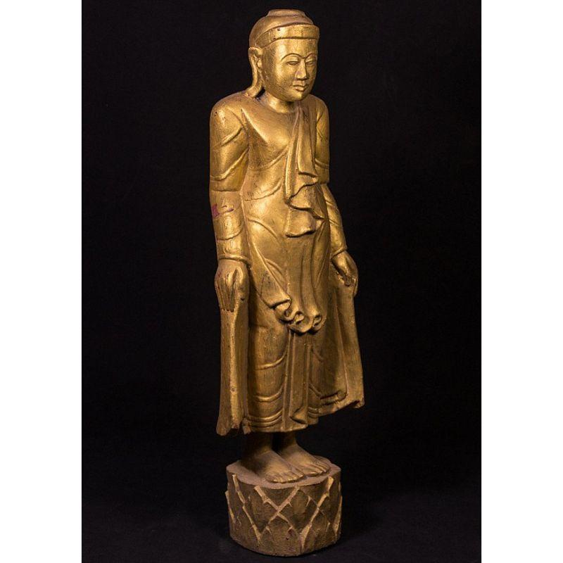 19th Century Antique Standing Mandalay Buddha Statue from Burma For Sale