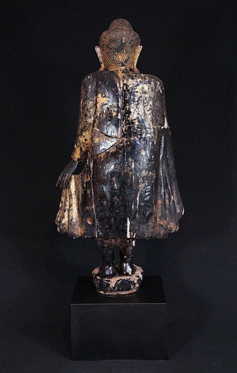 Antique Standing Mandalay Buddha Statue from Burma For Sale 2