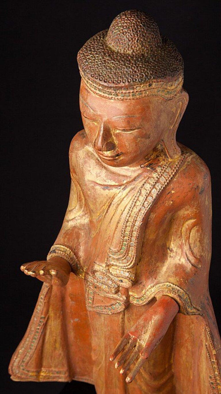 Antique Standing Mandalay Buddha Statue from Burma For Sale 8