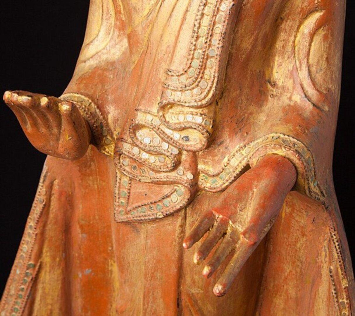 Antique Standing Mandalay Buddha Statue from Burma For Sale 9