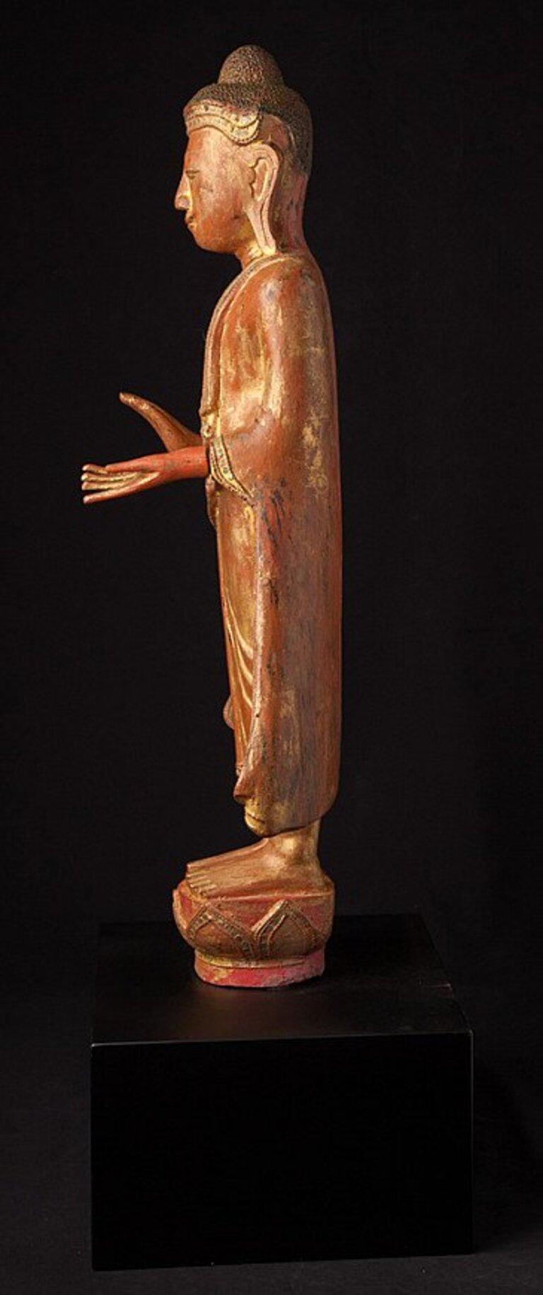 Burmese Antique Standing Mandalay Buddha Statue from Burma For Sale