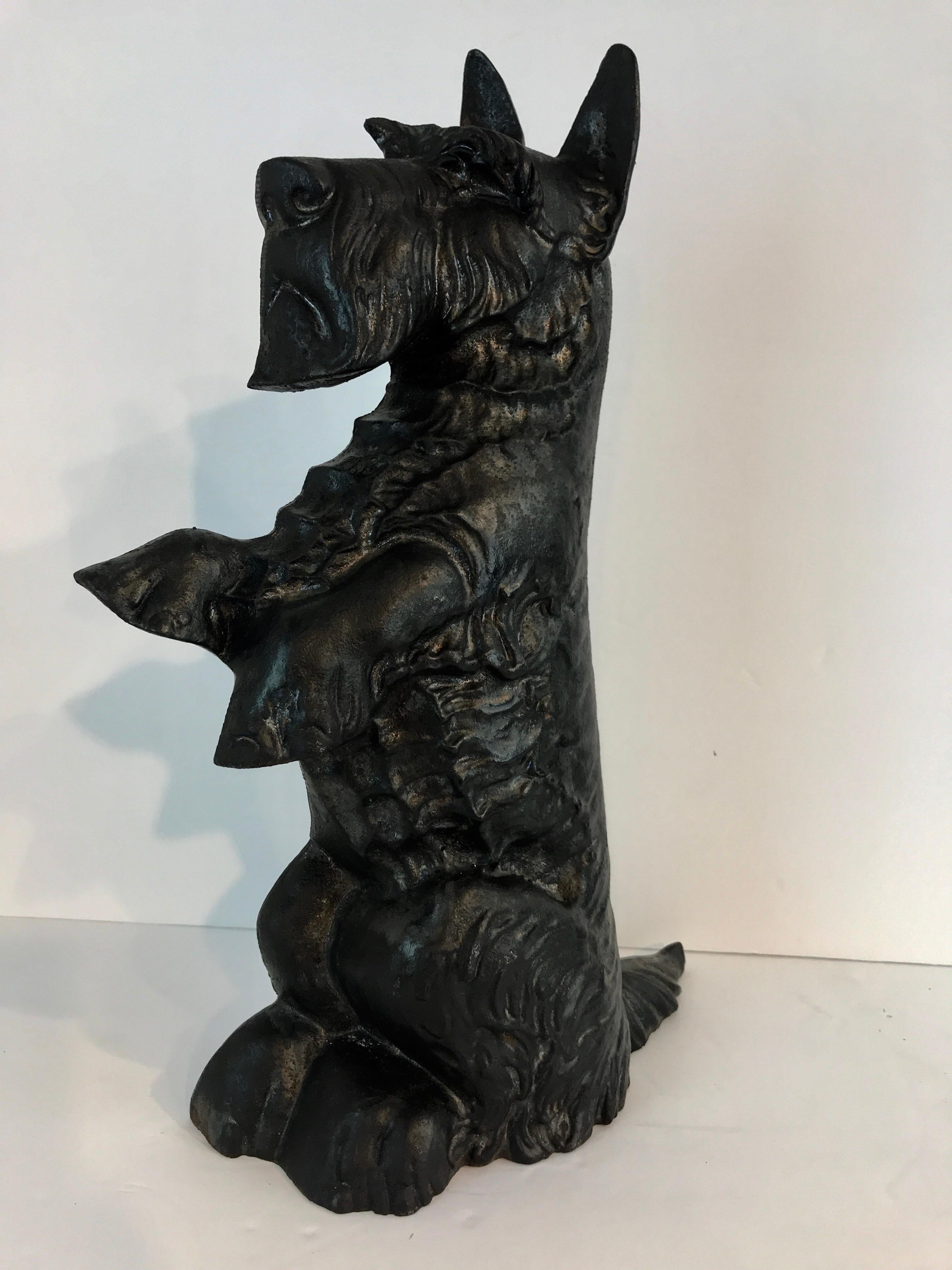 Early 20th Century Antique Standing Scotty Cast Iron Doorstop
