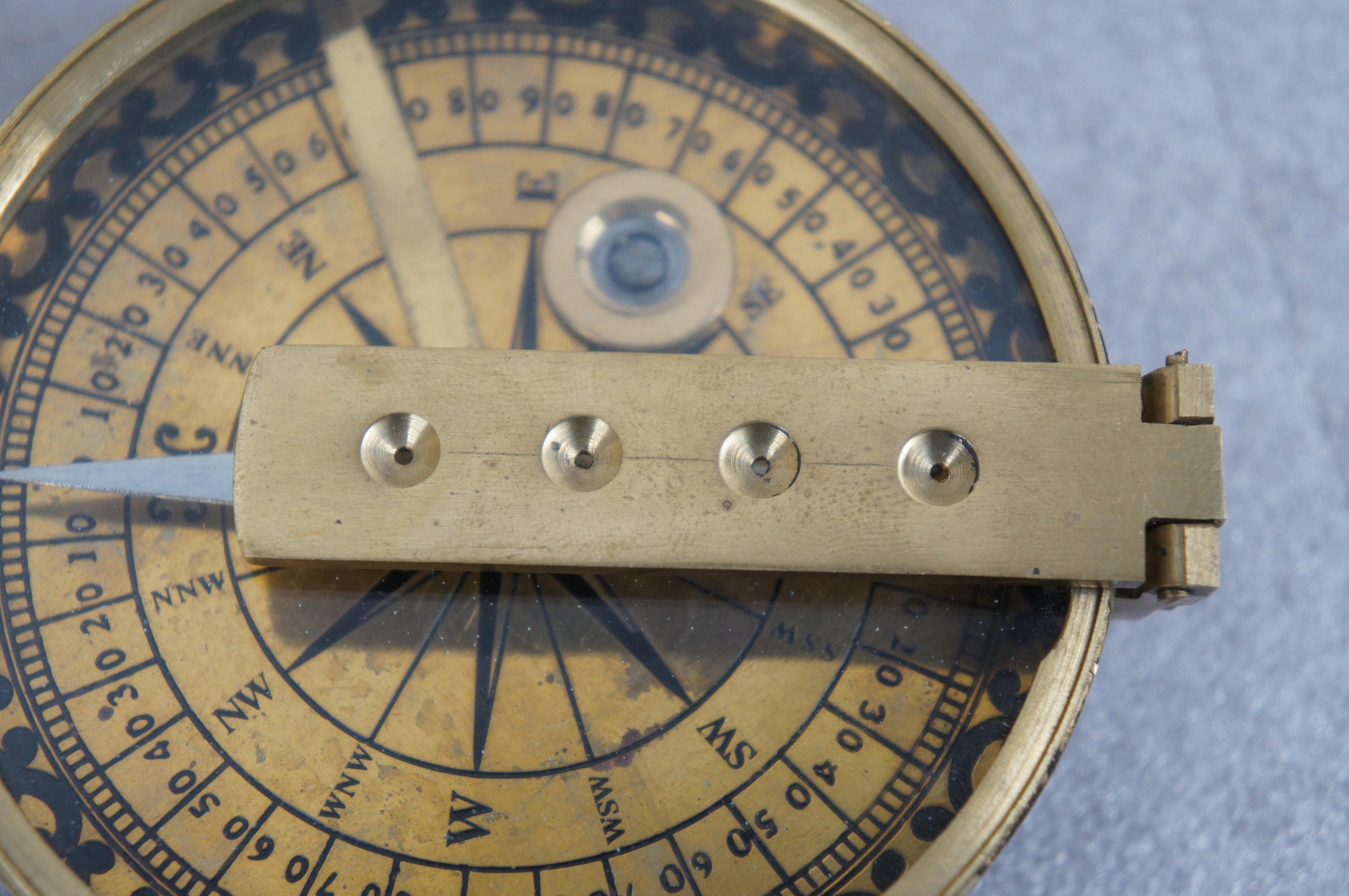 Antique Stanley London Brass Surveyors Nautical Maritime Navigation Compass  5