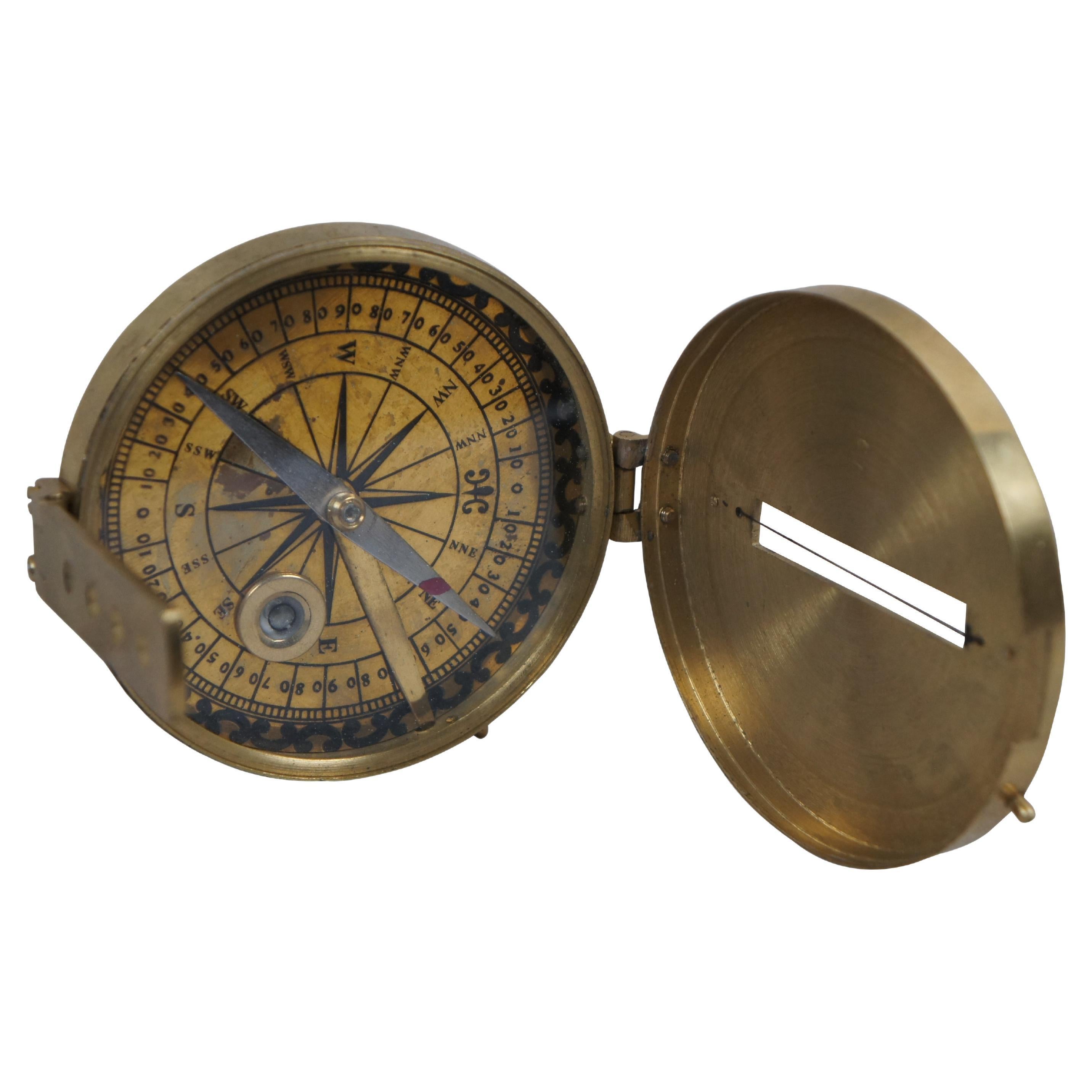Antique Stanley London Brass Surveyors Nautical Maritime Navigation Compass 