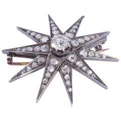 Antique Star Burst Diamond Brooch