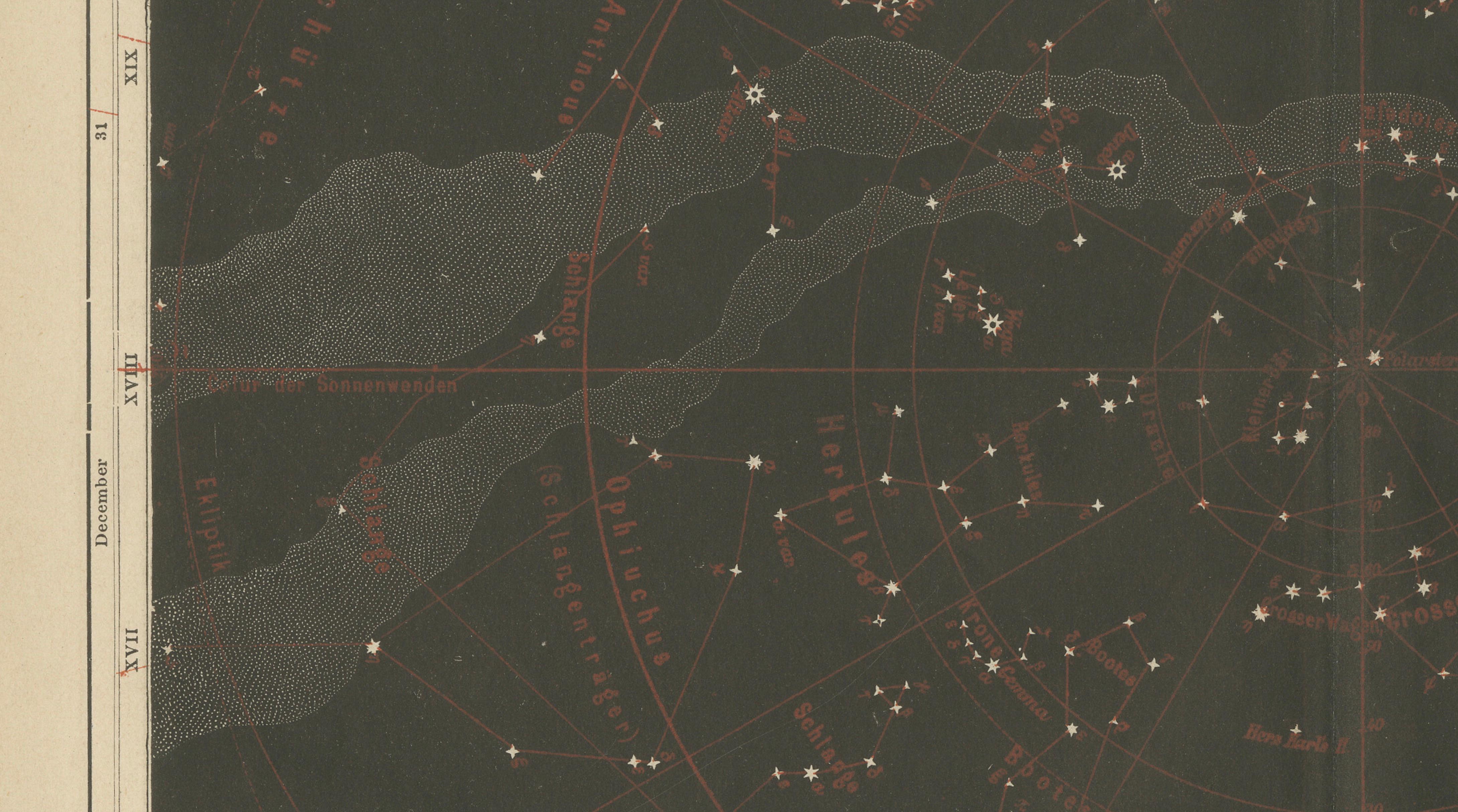Antique Star Chart Northern Hemisphere “Fixsterne”, Meyers Leipzig c.1900