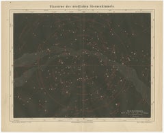 Antique Star Chart Northern Hemisphere “Fixsterne”, Meyers Leipzig c.1900