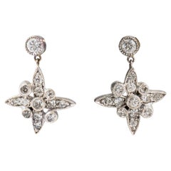 Antique Star Diamond Dangle Earrings