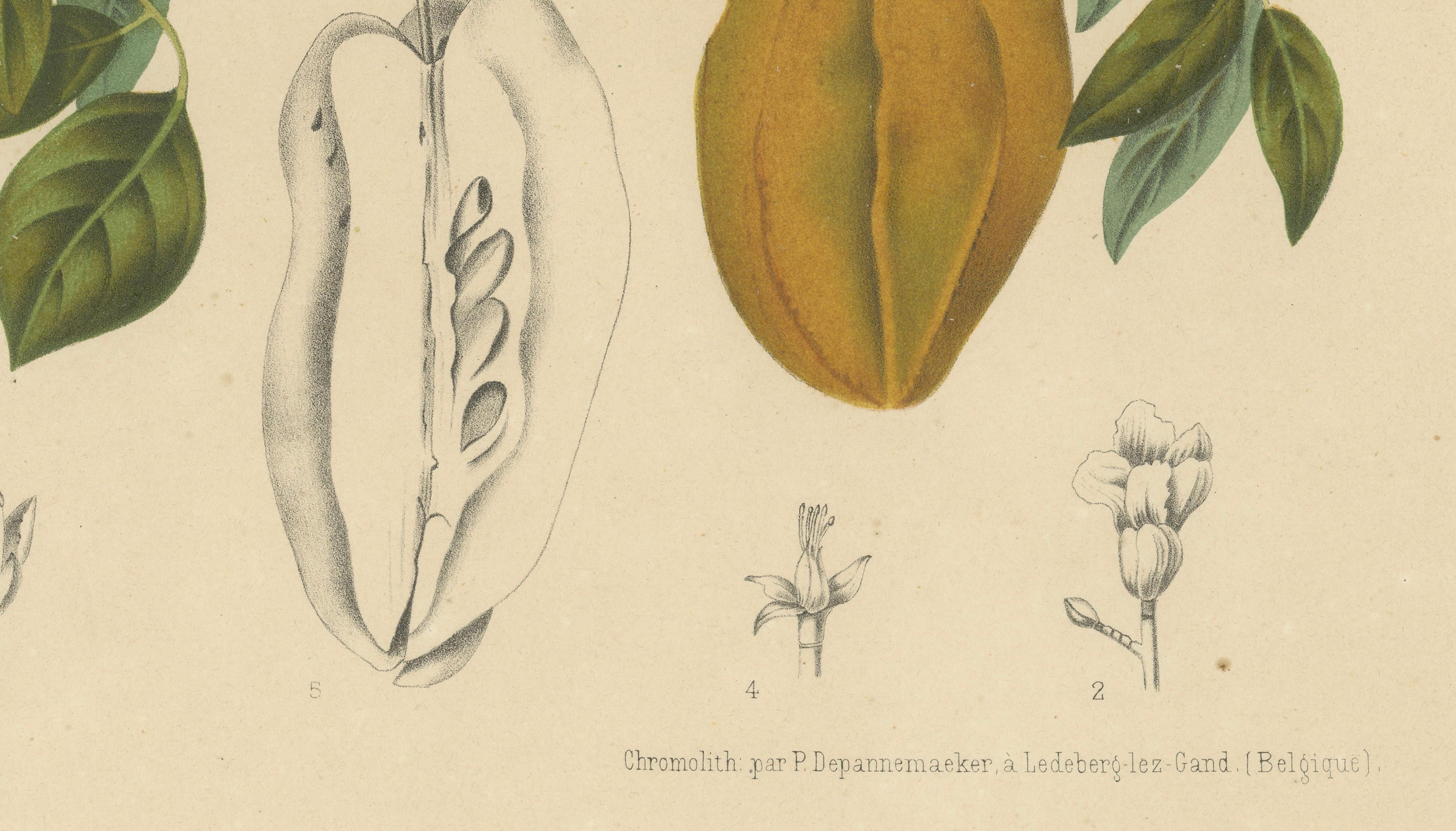 Antique Star Fruit Botanical Chromolithograph by Hoola van Nooten, c. 1880