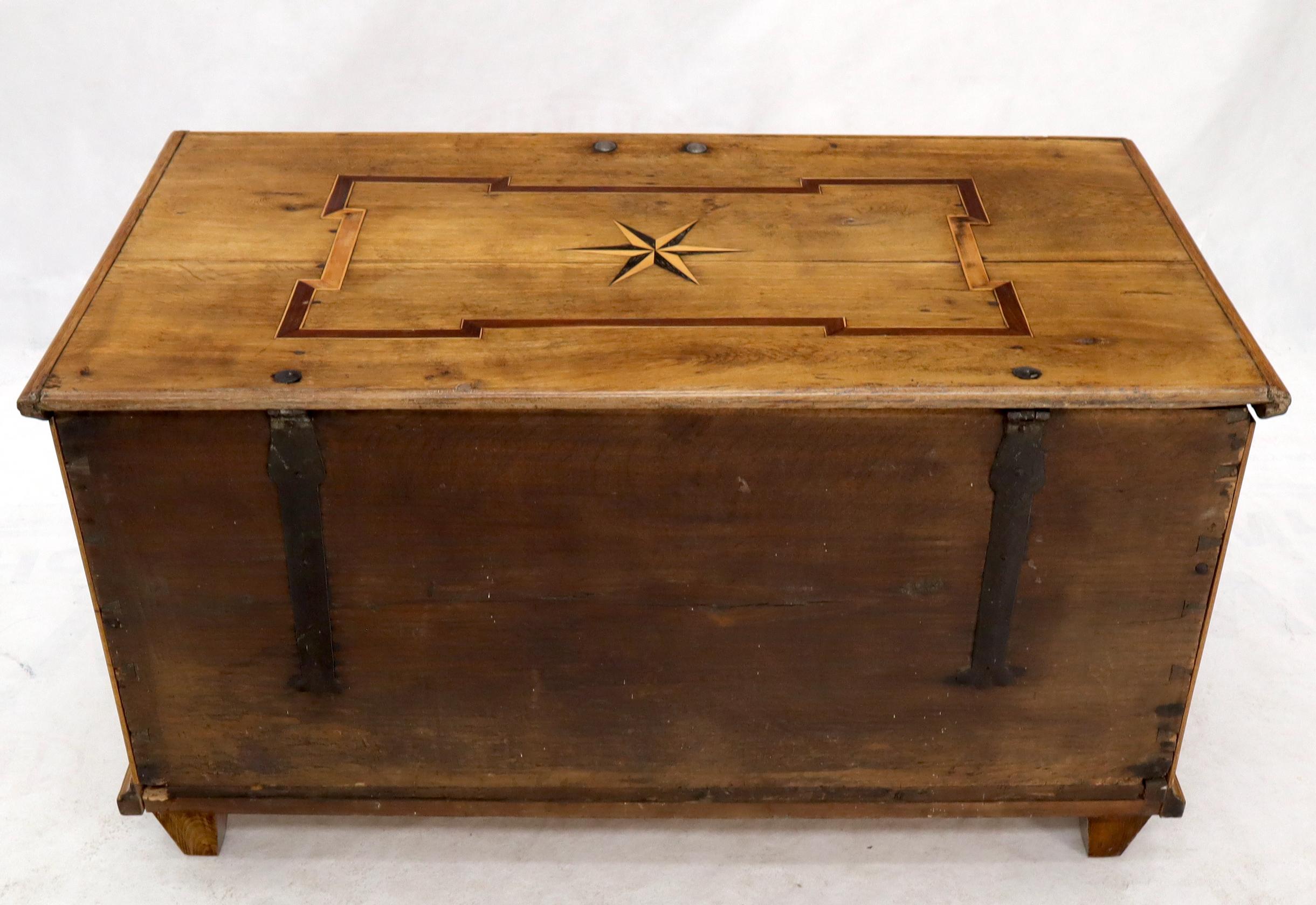 Antique Star Inlaid Trunk Hope Chest 8