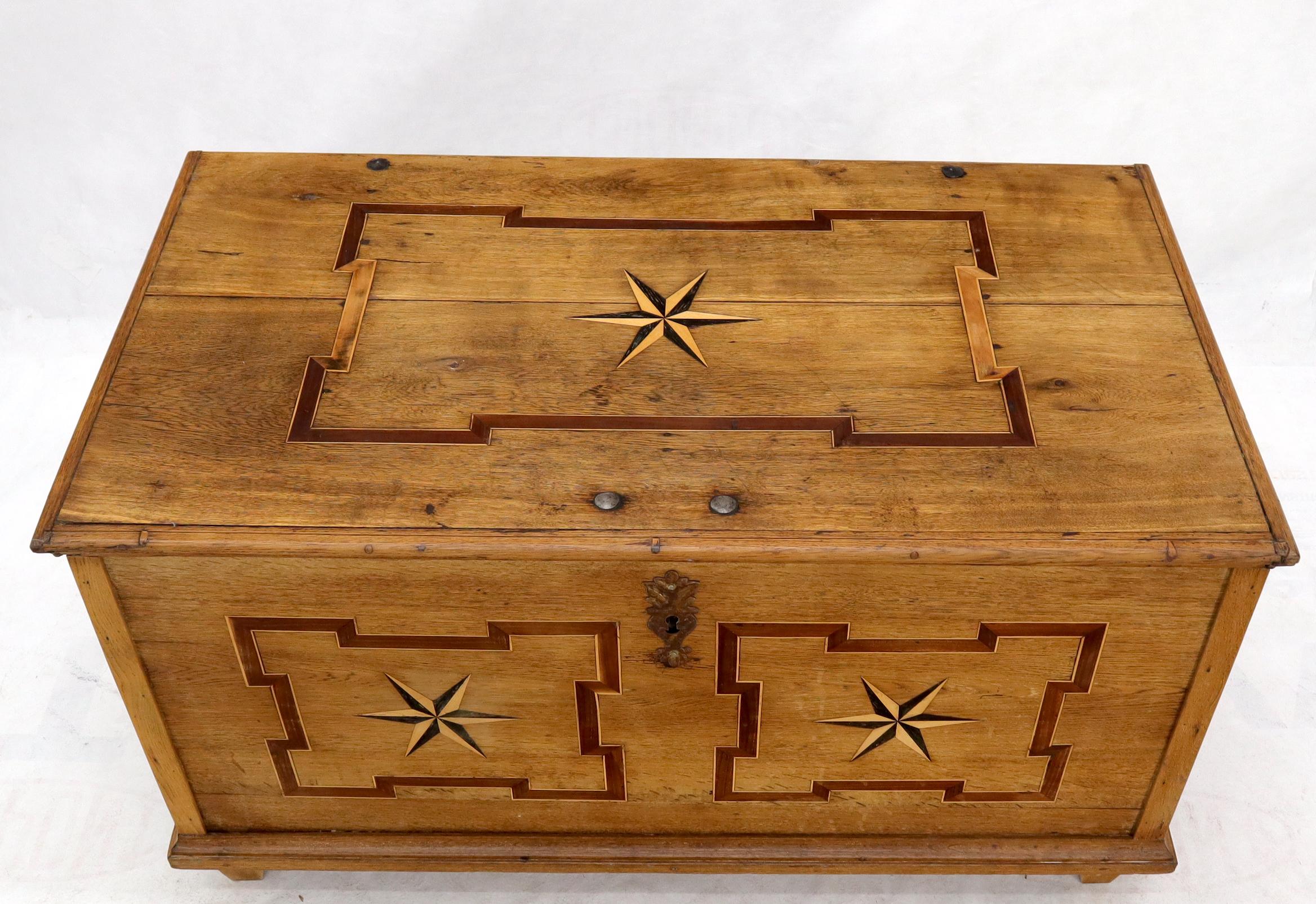 American Antique Star Inlaid Trunk Hope Chest