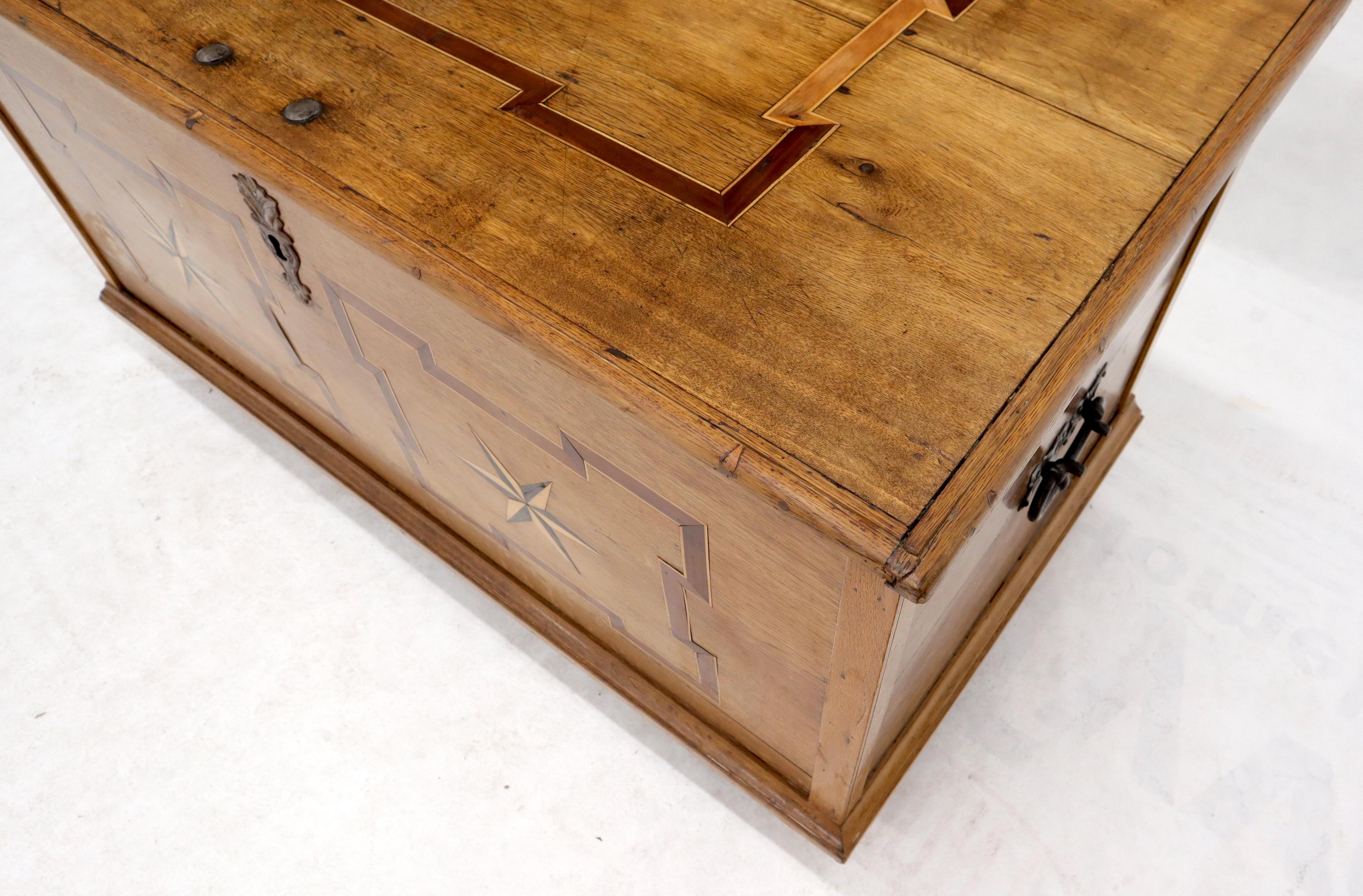 20th Century Antique Star Inlaid Trunk Hope Chest