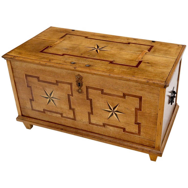 Antique Star Inlaid Trunk Hope Chest at 1stDibs