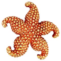 Antique Star Pin Brooch 14K Yellow Gold