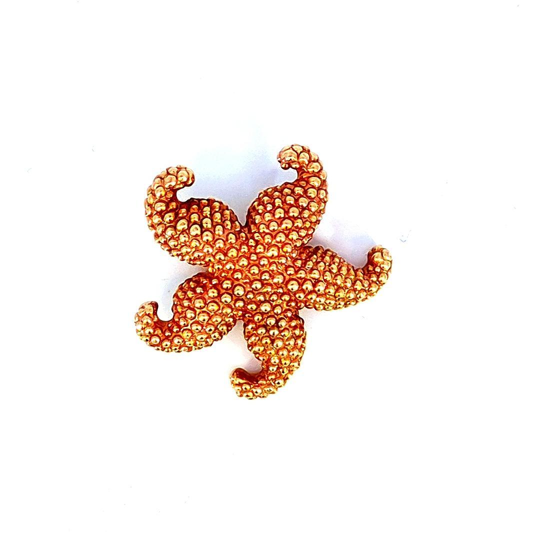 Behold the timeless beauty of our Antique Sea Star Brooch, a miniature marvel meticulously crafted in lustrous 14K yellow gold. 

This exquisite piece captures the essence of the sea with its intricate design, resembling a delicate sea star. The