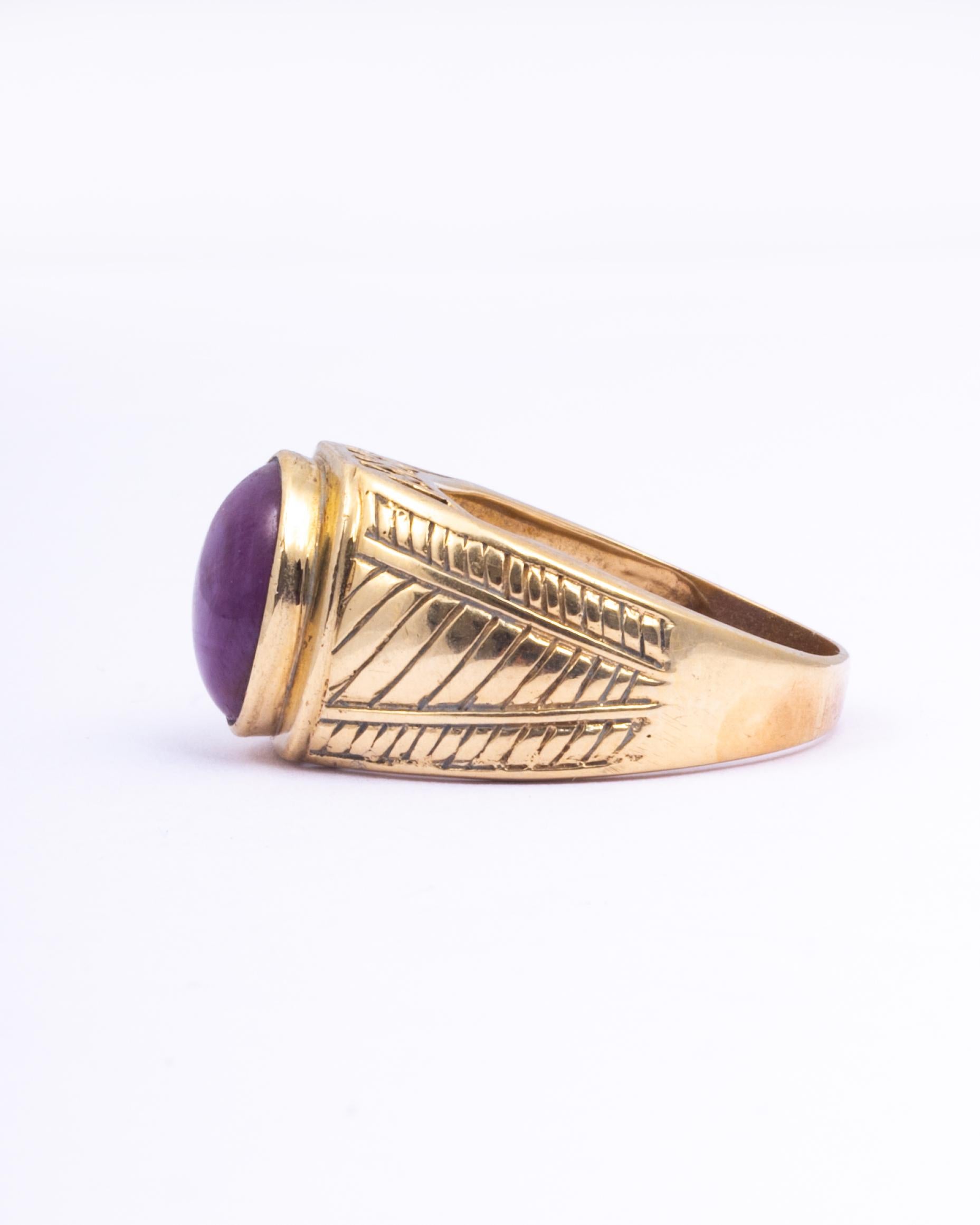 Antiker Siegelring mit Sternrubin und 9 Karat Gold (Edwardian)