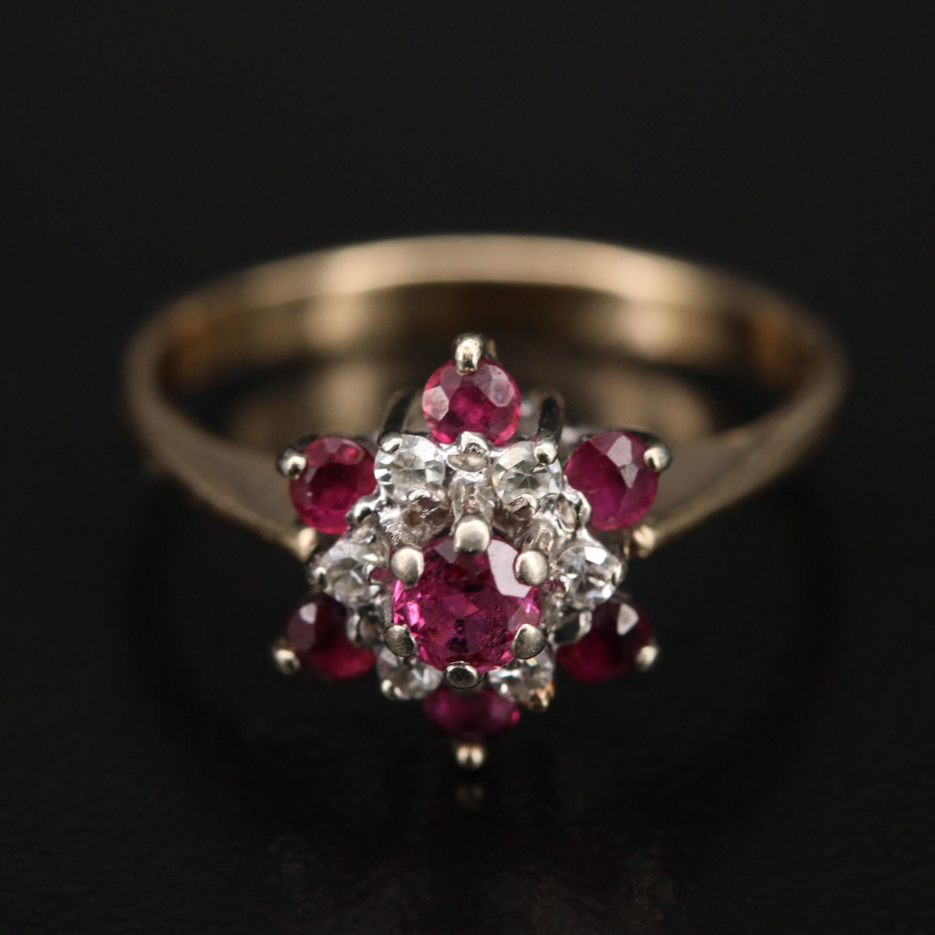 For Sale:  Antique Star Ruby Engagement Ring, Art Deco Floral Ruby Diamond Wedding Ring 2