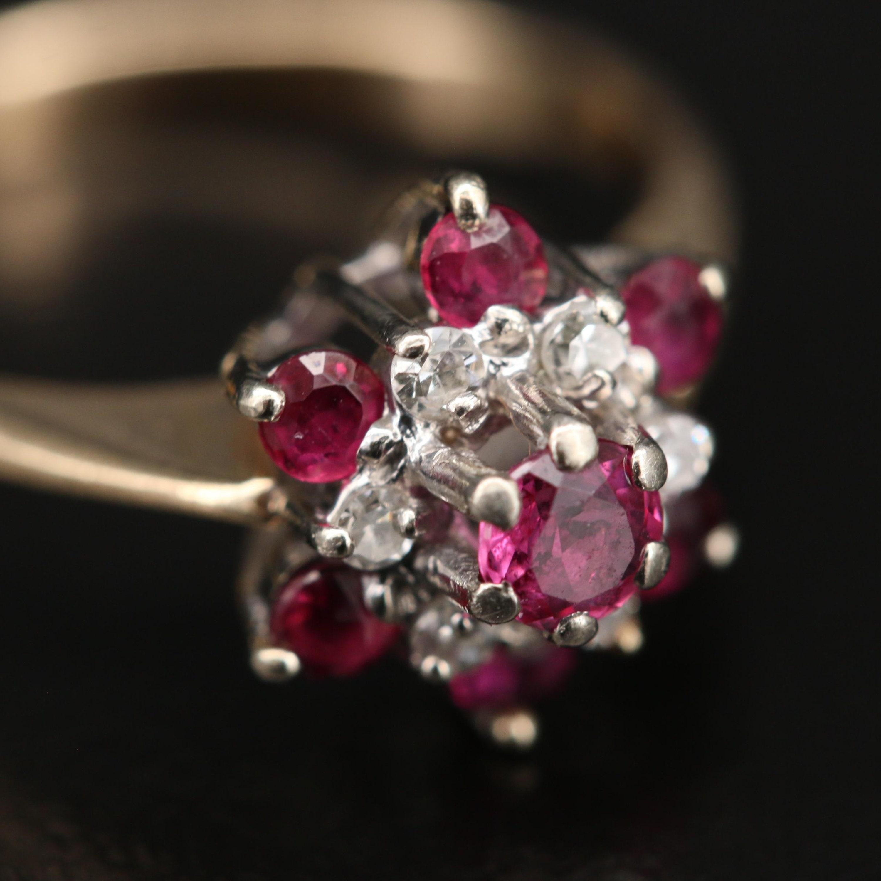 For Sale:  Antique Star Ruby Engagement Ring, Art Deco Floral Ruby Diamond Wedding Ring 3