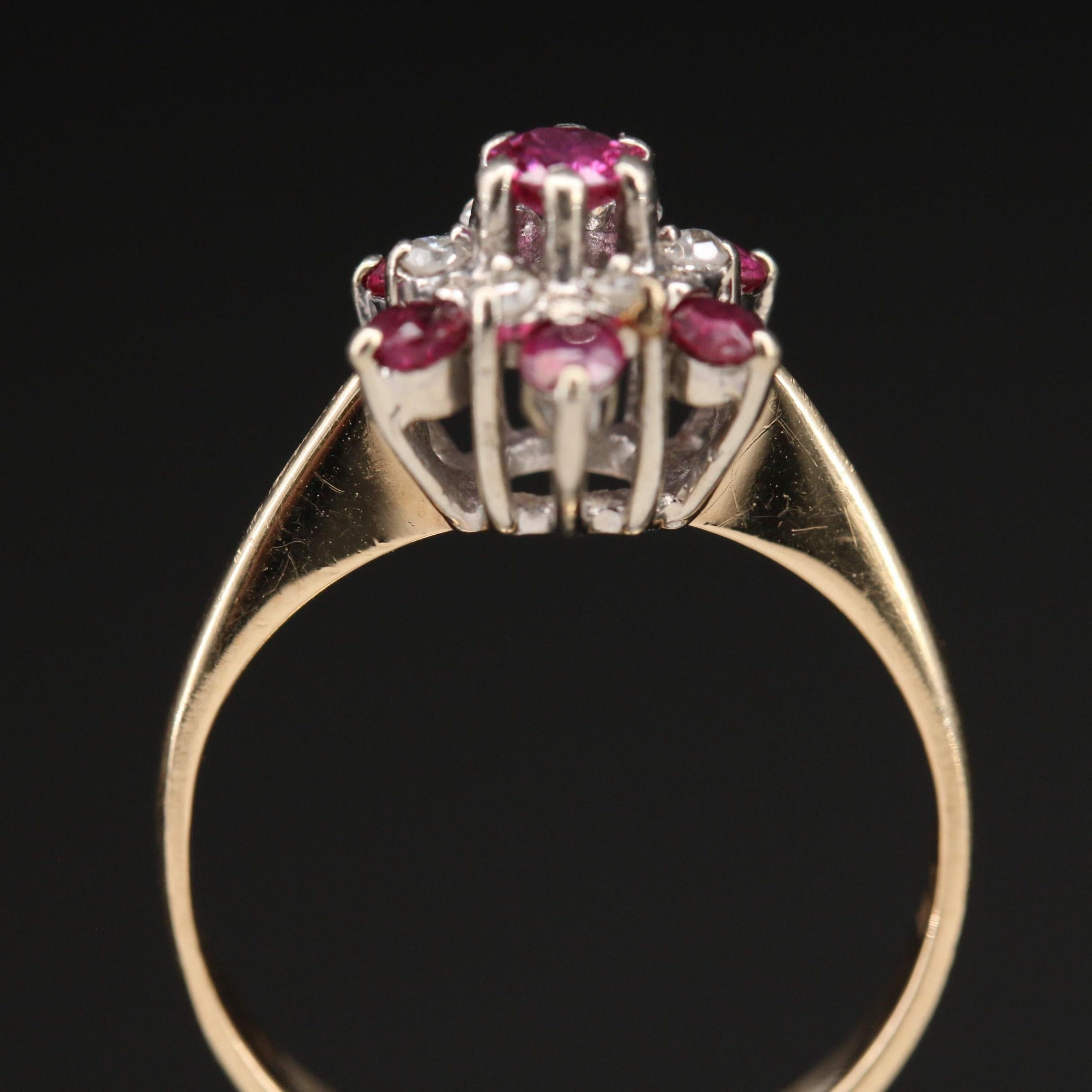 For Sale:  Antique Star Ruby Engagement Ring, Art Deco Floral Ruby Diamond Wedding Ring 5