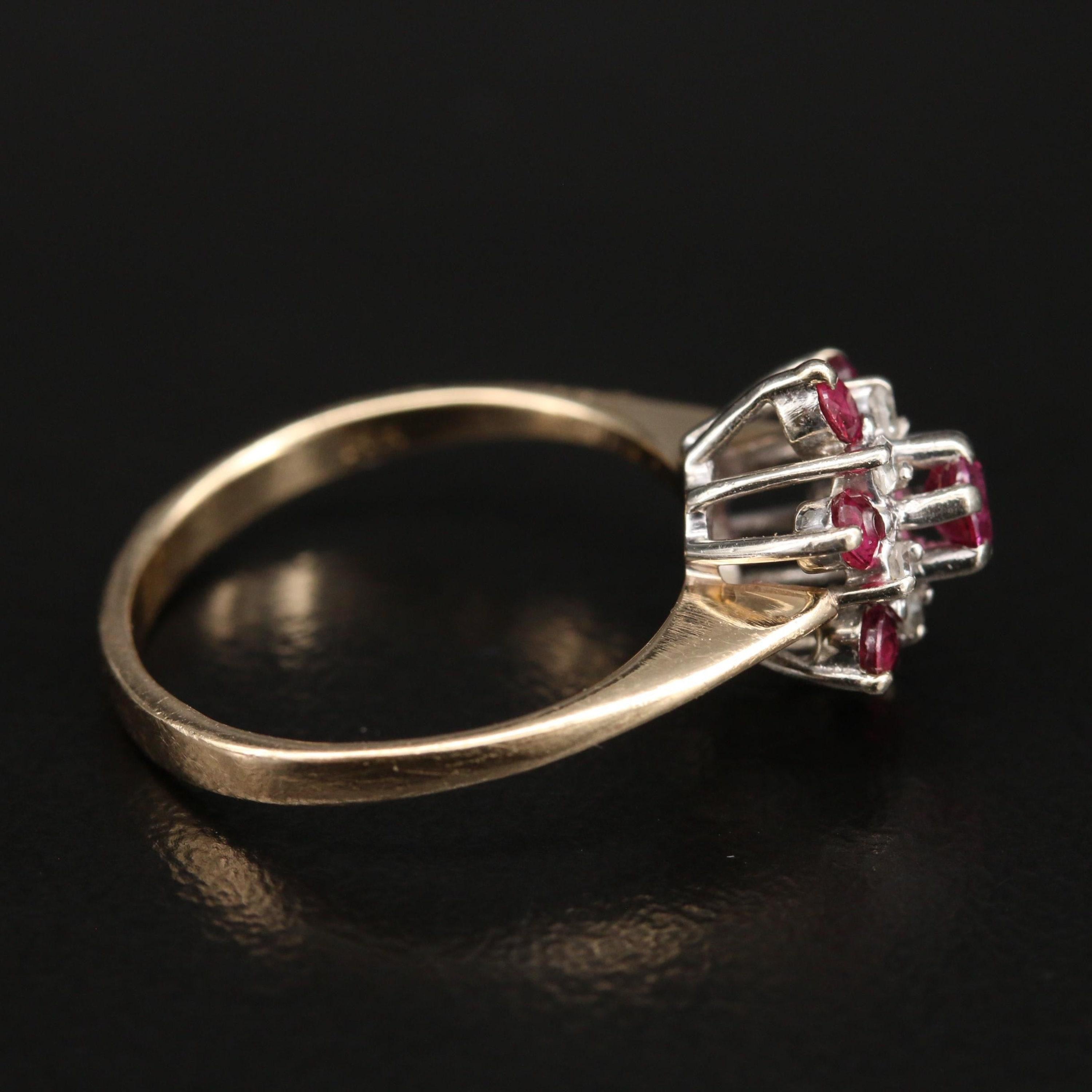 For Sale:  Antique Star Ruby Engagement Ring, Art Deco Floral Ruby Diamond Wedding Ring 6