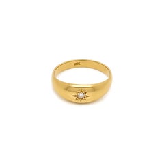 Anillo antiguo de oro amarillo de 18 quilates con diamantes talla antigua en estrella, c.1900