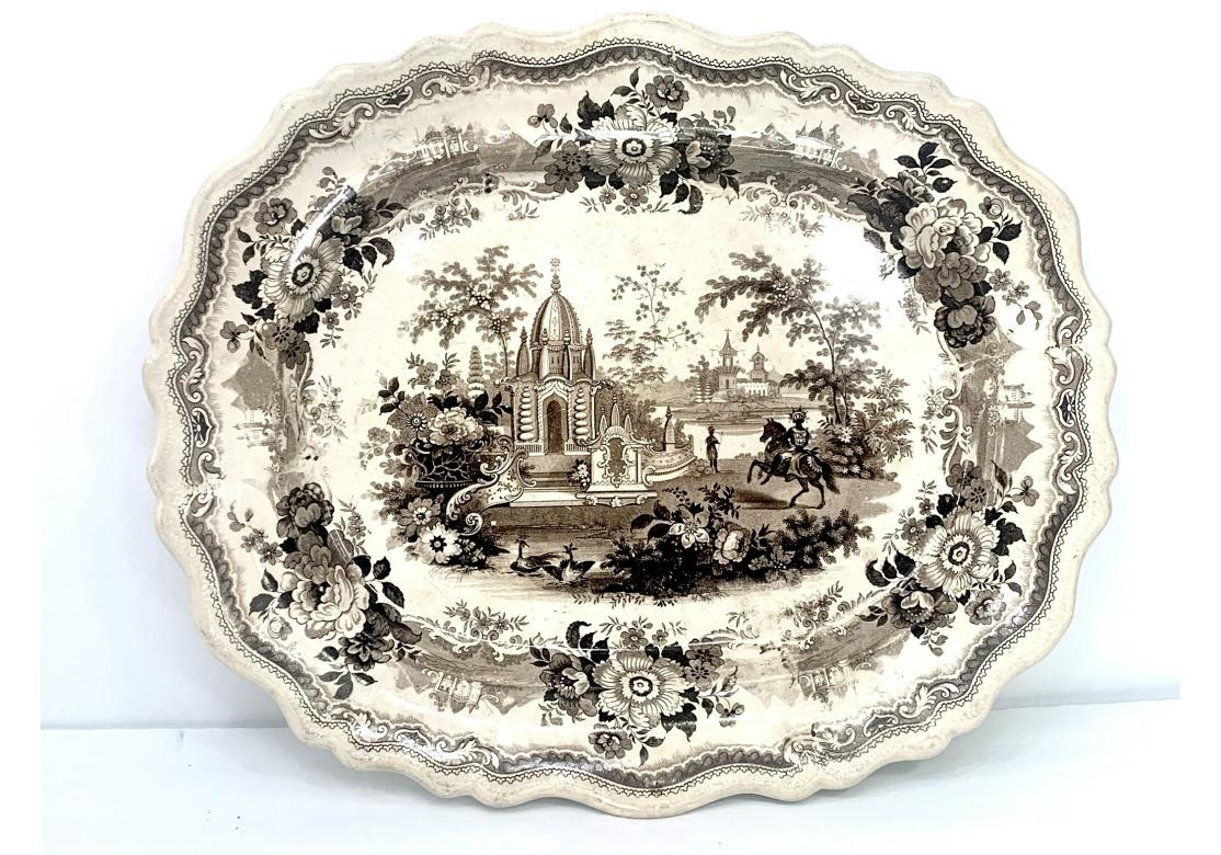 Antique plat Statfordshire avec guerriers de temple en vente 6