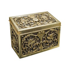 Antique Stationery Box, English, Brass, Tabletop Letter Case, Victorian, C.1880