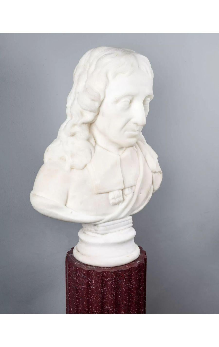 Antique statuary carrara marble bust of John Milton.

Circa 1880

John Milton (9 December 1608 – 8 November 1674) was an English poet and civil servant for the Commonwealth of England under Oliver Cromwell. He wrote at a time of religious flux