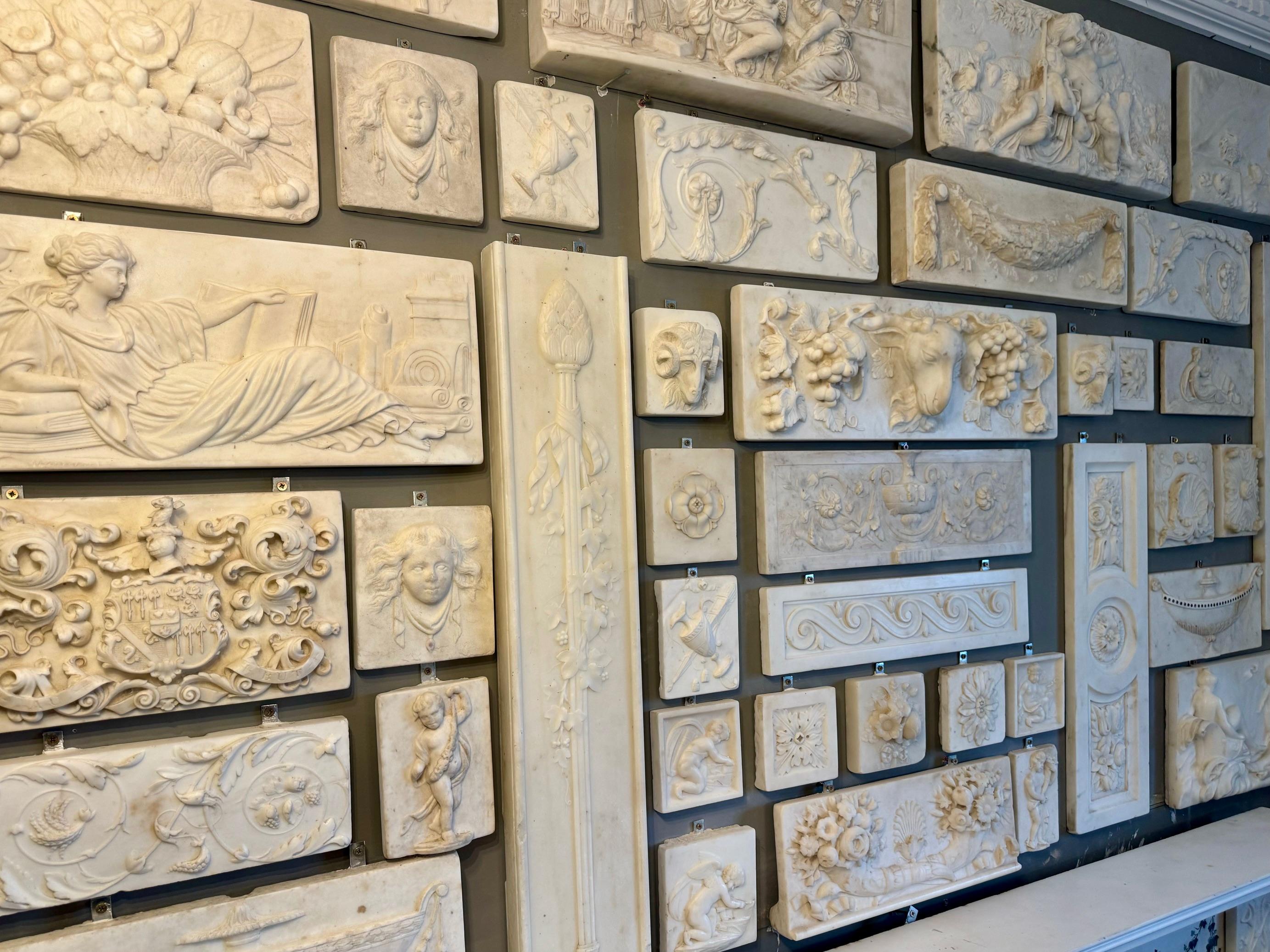 Antique Statuary Carrara marble mantelpiece tablets/panels, English and Irish. For Sale 3