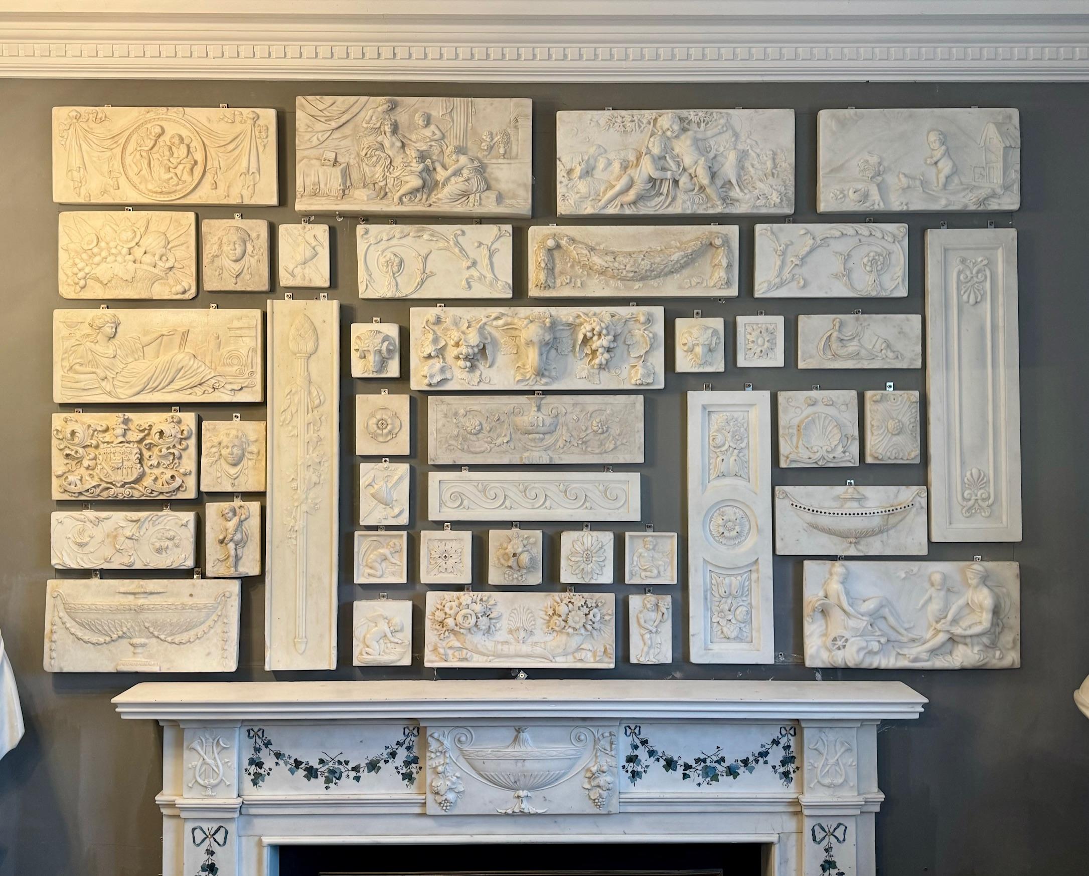 Antique Statuary Carrara marble mantelpiece tablets/panels, English and Irish. For Sale 2