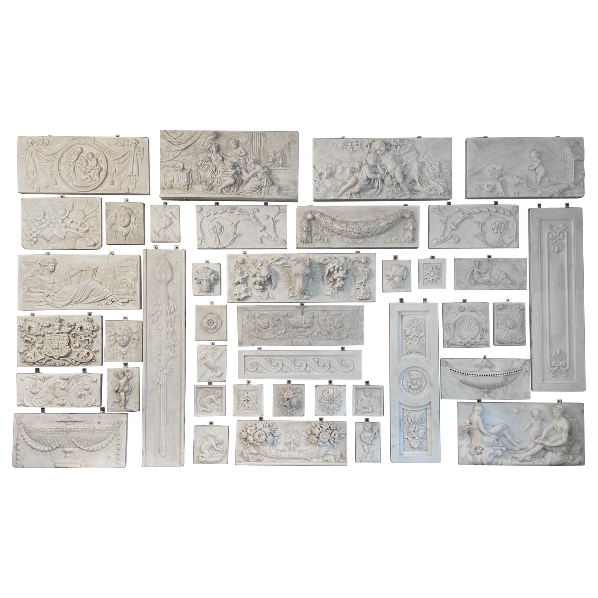 Antike Statuen Carrara-Marmor Kaminsims Tafeln/Paneele, Englisch und Irisch.
