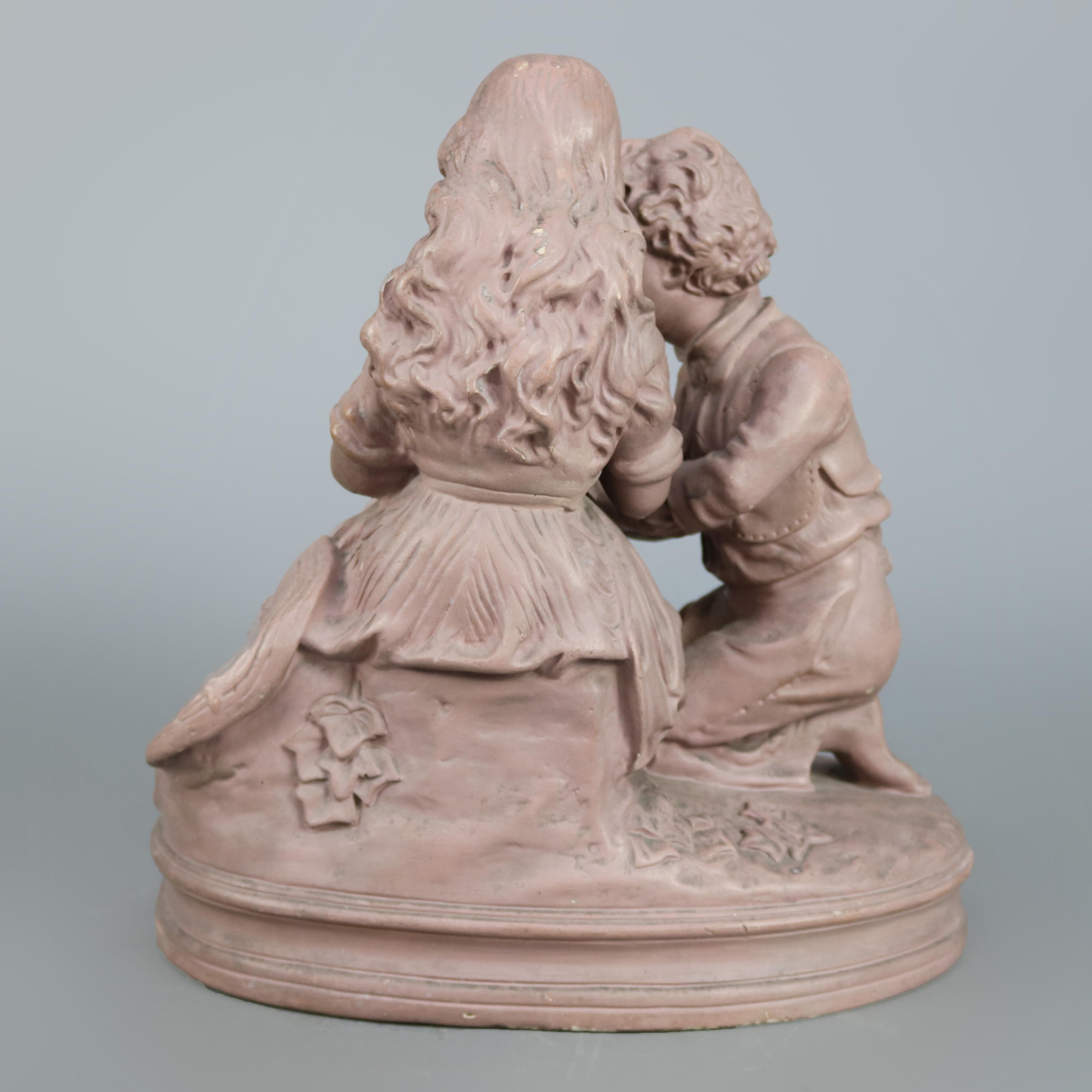 Un groupe de sculptures anciennes d'après John Rogers (Américain:: 1829-1904) 