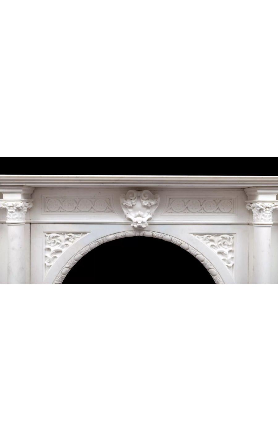 Early Victorian Antique Statuary Marble Fireplace, circa 1850 For Sale