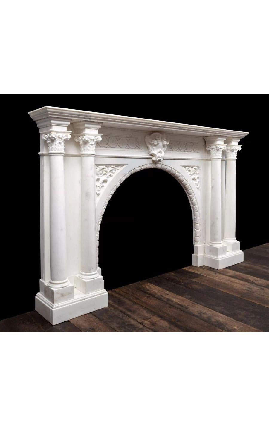 English Antique Statuary Marble Fireplace, circa 1850 For Sale