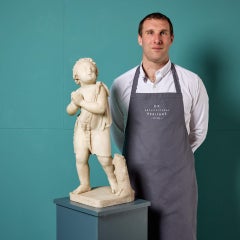 Antique Statuary White Marble Sculpture of a Youth