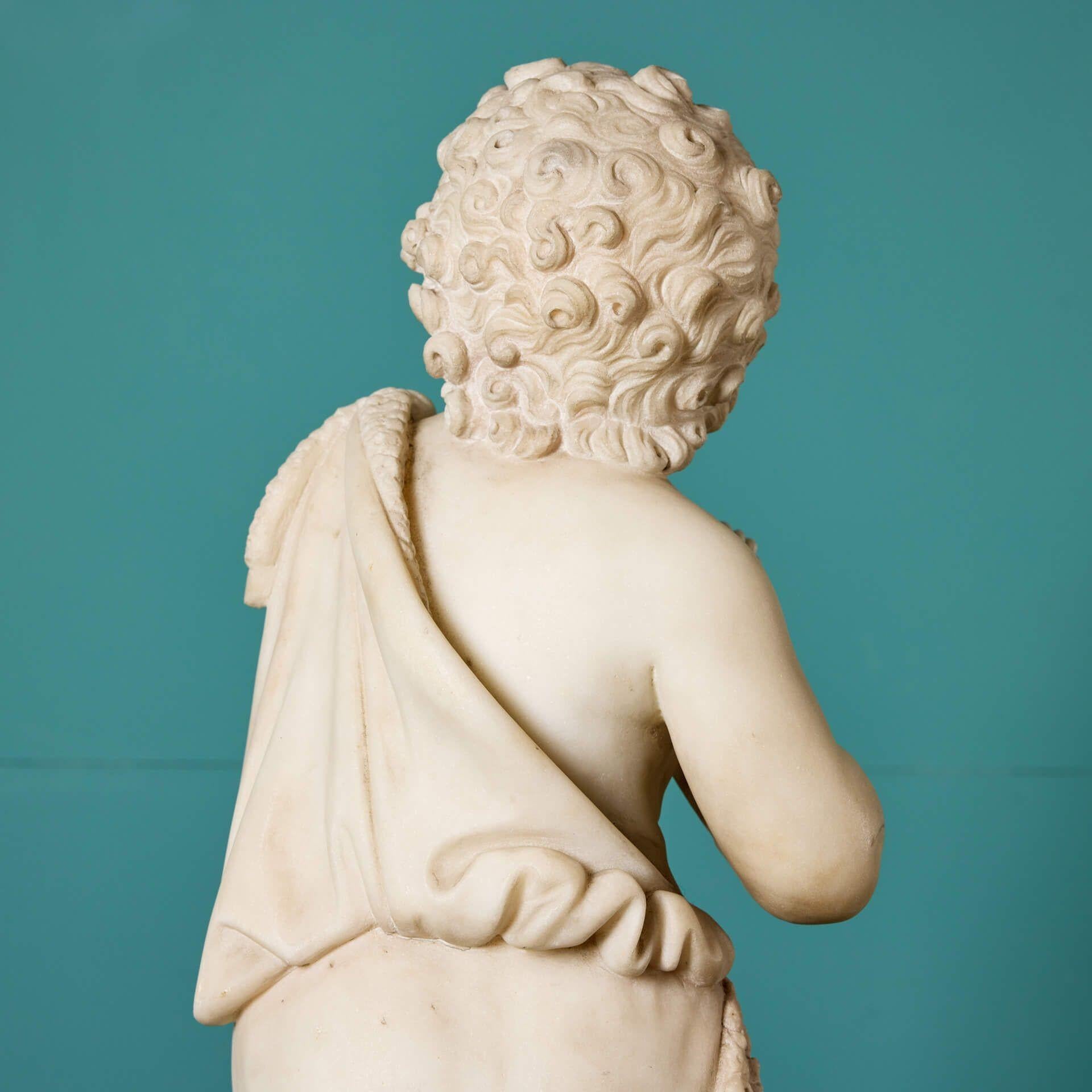 Antique Statuary White Marble Sculpture of a Youth For Sale 1